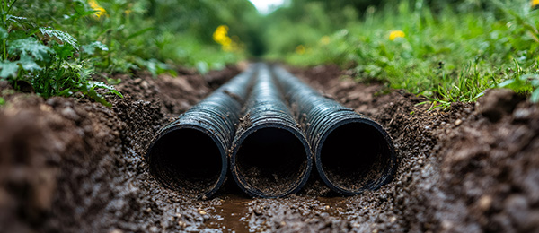 A commercial building with a drainage issue Commercial irrigation services in Texas